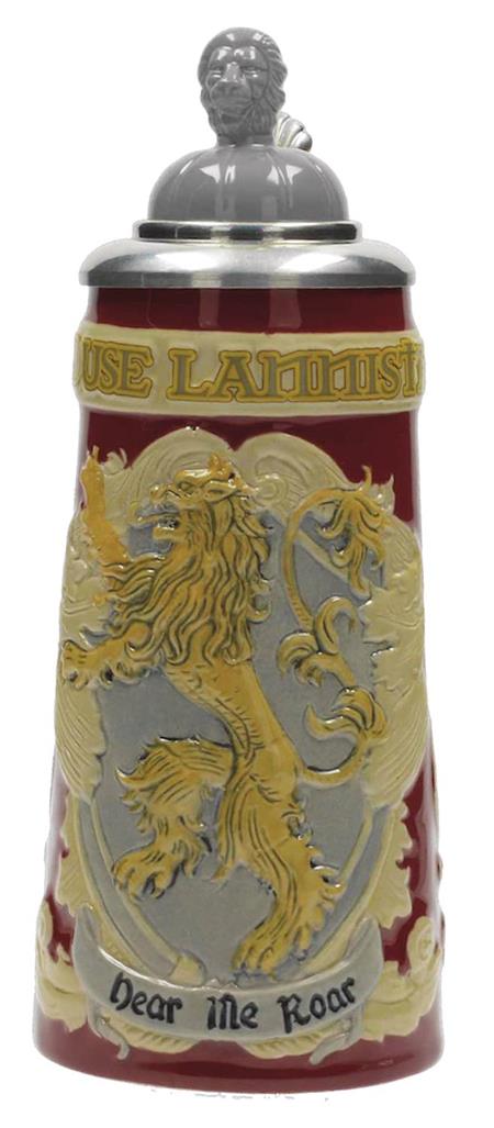 GAME OF THRONES HOUSE LANNISTER RELIEF CERAMIC STEIN W/CAP (