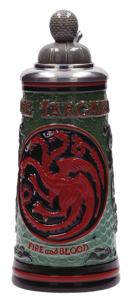 GAME OF THRONES HOUSE TARGARYREN RELIEF CERAMIC STEIN W/CAP