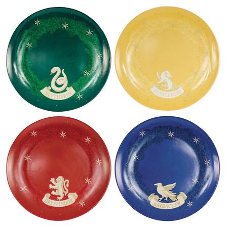 HARRY POTTER HOGWARTS CHRISTMAS 4PC 10IN PORCELAIN PLATE SET