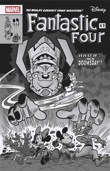 FANTASTIC FOUR #1 LORENZO PASTROVICCHIO BLACK AND WHITE DISNEY WHAT IF? FANTASTIC FOUR HOMAGE VARIANT[1:100]