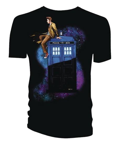 DOCTOR WHO 10TH DOCTOR ON TARDIS BLACK T/S LG (C: 0-1-1)