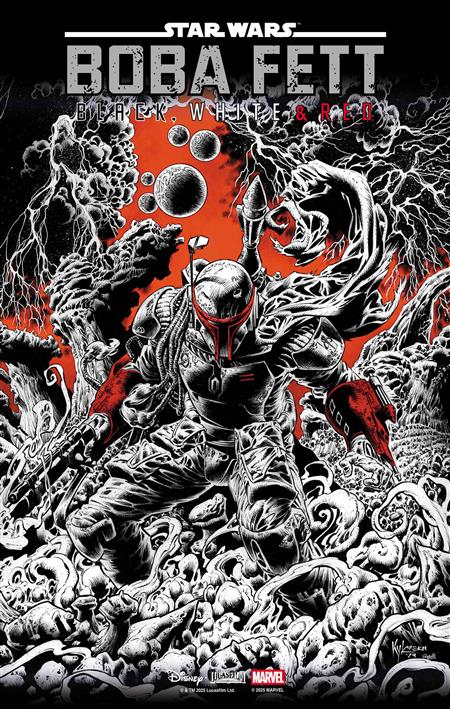 STAR WARS BOBA FETT - BLACK WHITE & RED #2 KYLE HOTZ VARIANT 1:25
