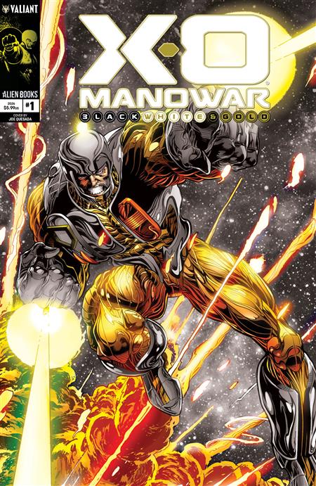 X-O MANOWAR BLACK WHITE & GOLD #1 VARIANT B (QUESADA BLACK WHITE & GOLD VARIANT) (MR)