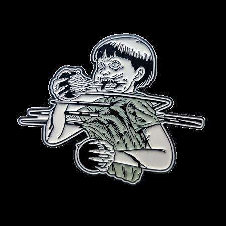JUNJI ITO BLOOD BUBBLE FORK ENAMEL PIN BADGE