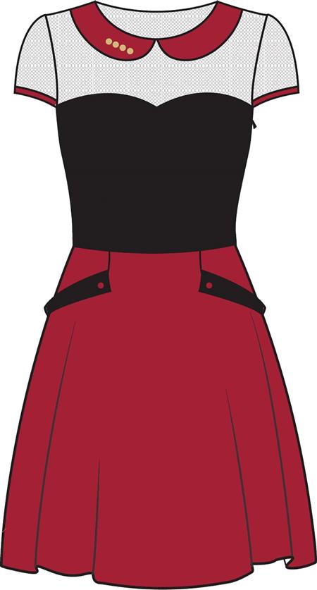 ST CAPTAIN PICARD COLLARED FIT AND FLARE DRESS LG (C: 1-1-1)