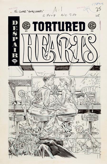 EC TORTURED HEARTS #1 (ONE SHOT) CVR E INC 1:20  DUSTIN WEAVER B&W ARTIST EDITION VAR