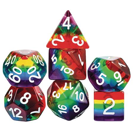 RESIN DICE CLEAR RAINBOW 7PC SET (Net) 