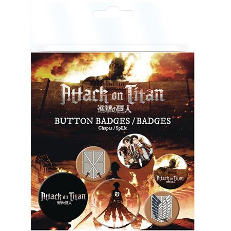 ATTACK ON TITAN CAST 6PC BADGE PACK (Net) 