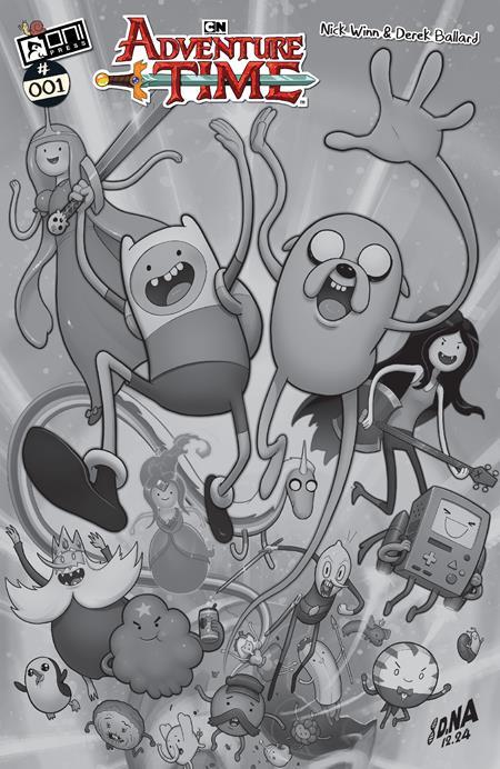 ADVENTURE TIME (2025) #1 CVR L INC 1:100 DAVID NAKAYAMA B&W VAR