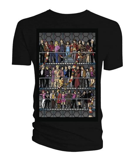 DOCTOR WHO ALL DOCTORS & COMANIONS BLK T/S LG (C: 0-1-1)