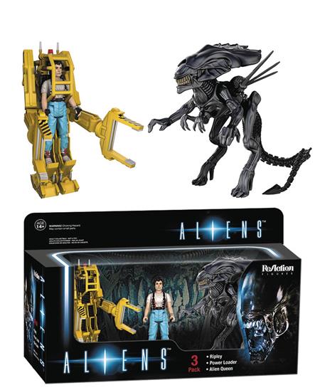 REACTION ALIENS 3PK RIPLEY W/POWER LOADER & ALIEN QUEEN (C: