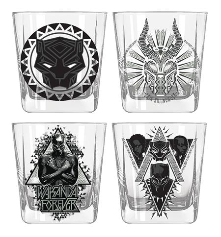 MARVEL HEROES BLACK PANTHER WAKANDA 4PC 9OZ GLASS SET (C: 1-