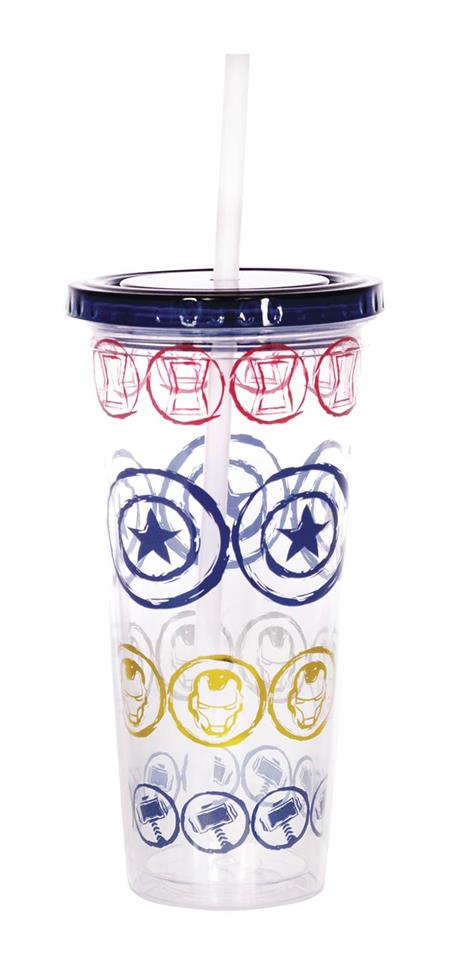 MARVEL AVENGERS ICONS TUMBLER W/STRAW (C: 1-0-1)