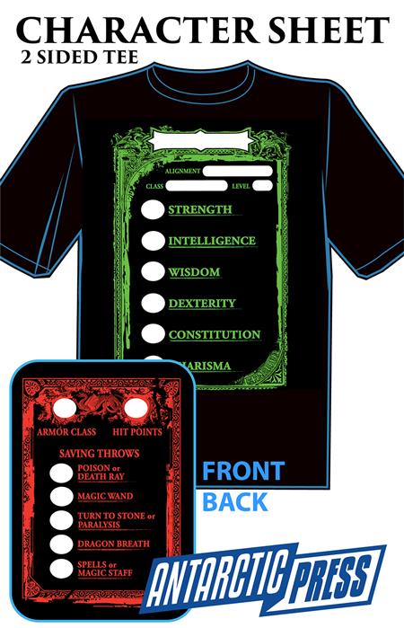 CHARACTER SHEET 2-SIDED T-SHIRT MED (C: 0-1-1)