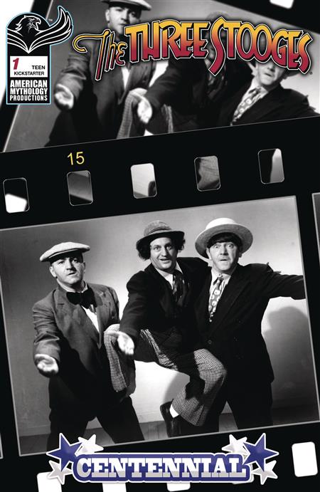 THREE STOOGES CENTENNIAL #1 KICKSTARTER B&W PHOTO CVR E