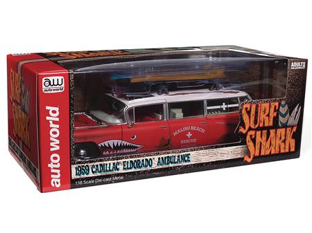 AW 1959 CADILLAC ELDORADO AMBULANCE SURF SHARK 1/18 DIE-CAST