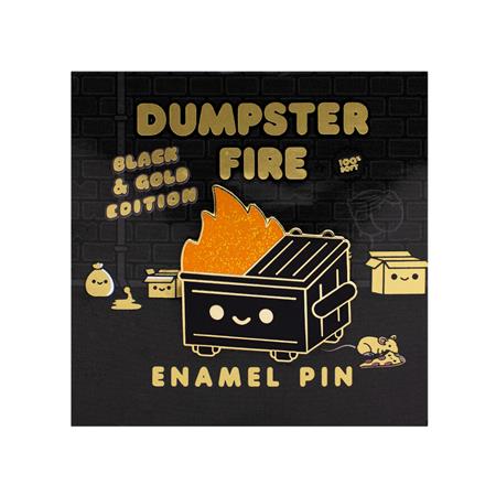 DUMPSTER FIRE BLACK AND GOLD 1.2IN ENAMEL PIN (Net) 