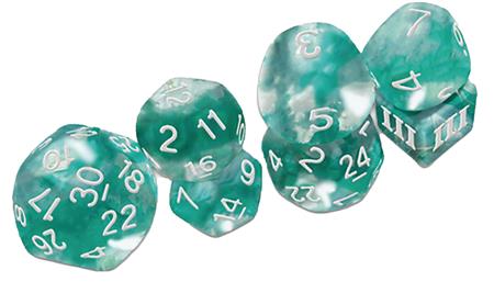 THRACIAN AZURE SWIRL DICE DCC FUNKY 7 SET 