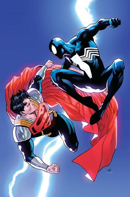 DC MARVEL SUPERMAN SPIDER-MAN #1 (ONE SHOT) CVR R DANIEL SAMPERE SUPER-BOY PRIME & SPIDER-MAN BLACK CARD STOCK VAR