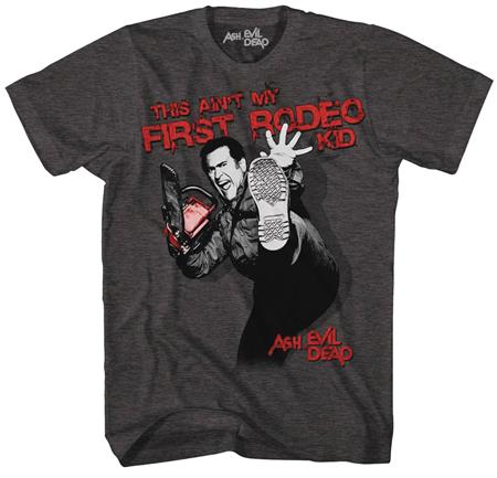 ASH VS EVIL DEAD IN YER FACE CHARCOAL HEATHER T/S LG (C: 1-1