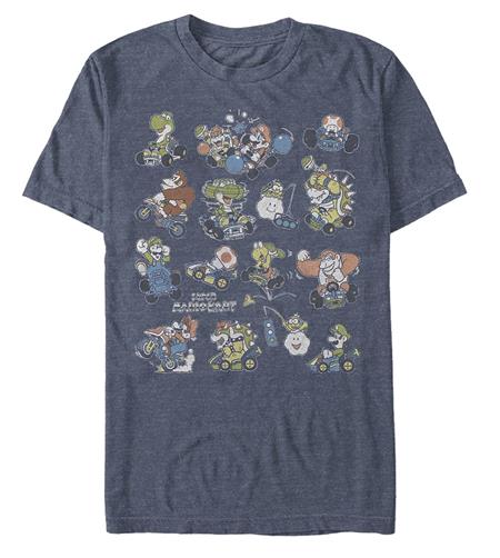 SUPER MARIO KART TWO TIMING HEATHER NAVY T/S LG (C: 1-1-2)