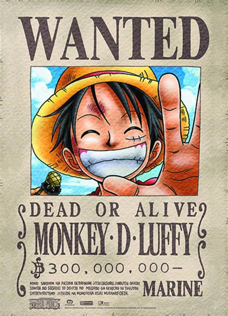ONE PIECE LUFFY WANTED WALL SCROLL (C: 0-1-2)