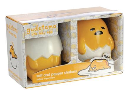 GUDETAMA BROKEN EGG FIGURAL SALT & PEPPER SHAKER 2PC SET