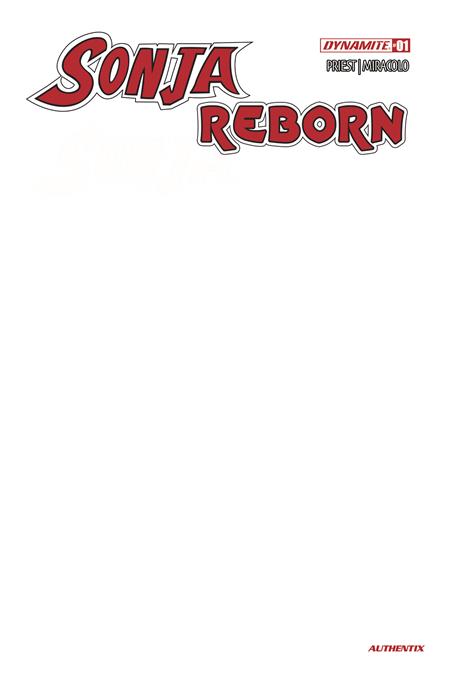 SONJA REBORN #1 CVR J BLANK AUTHENTIX