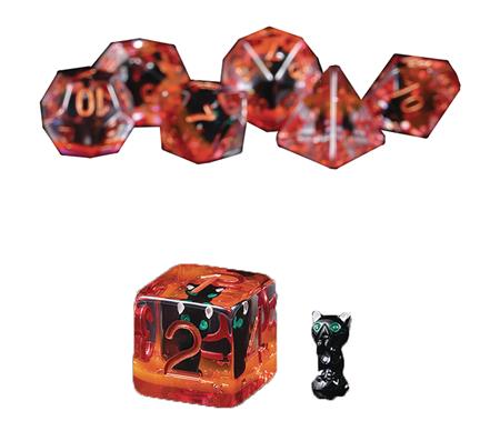RESIN DICE BLACK CAT 7PC SET (Net)
