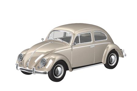 VOLKSWAGEN BEETLE LIGHT BEIGE 20-LB 1/32 SNAP MODEL KIT (Net)