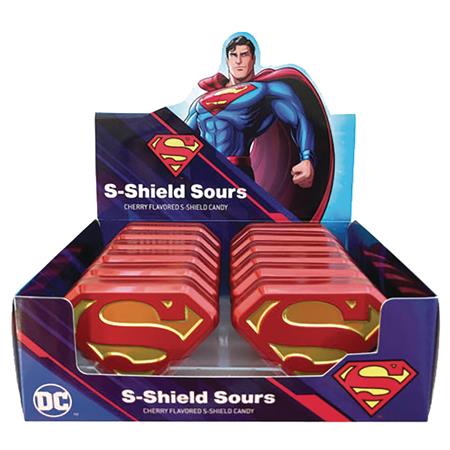 DC SUPERMAN S-SHIELD SOUR CANDY TIN 12PC DISPLAY (Net)