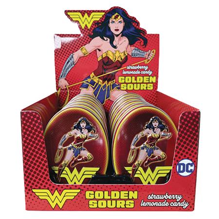DC WONDER WOMAN GOLDEN SOUR CANDY TIN 12PC DISPLAY (Net)