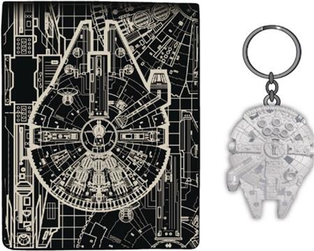 SW MILLENIUM FALCON BLUEPRINT WALLET & KEYCHAIN SET (C: 1-1-