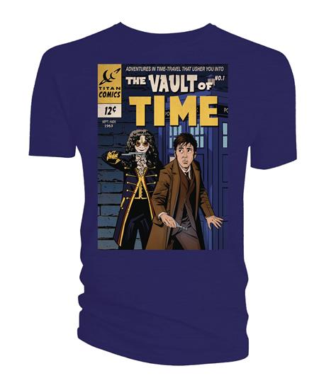 DOCTOR WHO VAULT OF TIME 10TH DOCTOR RETRO BLUE T/S MED (C: