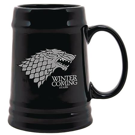 GAME OF THRONES STARK BLACK CERAMIC BEER STEIN (Net) 