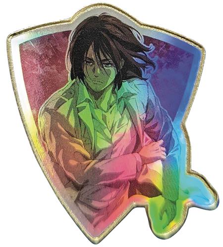 ATTACK ON TITAN EREN RAINBOW HOLO FOIL CREST PIN (C: 1-1-2)