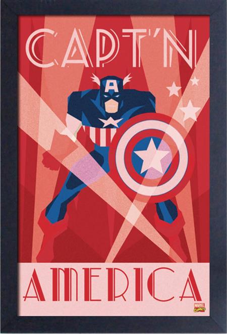 CAPTAIN AMERICA ART DECO FRAMED 11X17 PRINT (C: 1-1-2)