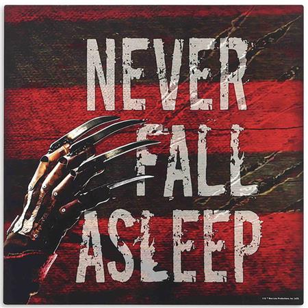 NIGHTMARE ON ELM STREET NEVER FALL ASLEEP 15X15 WOOD SIGN (Net)