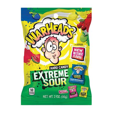 WARHEADS EXTREME SOUR HARD CANDY 2OZ PEG BAG 12PC CS (Net)