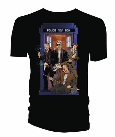 DOCTOR WHO 4 DOCTORS BAND PX BLACK T/S LG (C: 0-1-1)