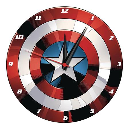 MARVEL CAPTAIN AMERICA SHIELD 13.5IN WOOD WALL CLOCK