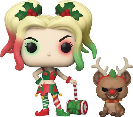 POP & BUDDY DC HOLIDAY HARLEY QUINN W/ HELPER VINYL FIG (C: