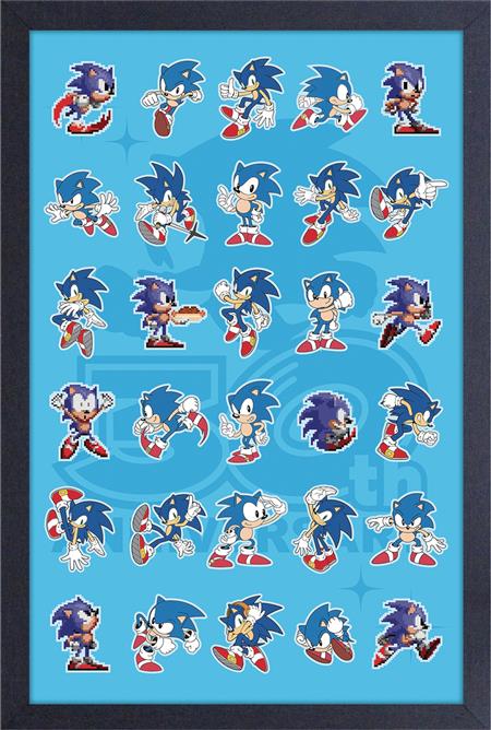 SEGA SONIC 30TH POSES THROUGH THE YEARS 11X17 FRAMED PRINT (