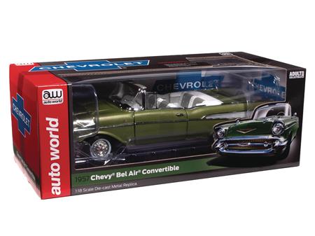 AW 1957 CHEVY BEL AIR CONVERTIBLE GREEN 1/18 DIE-CAST VEH (Net)