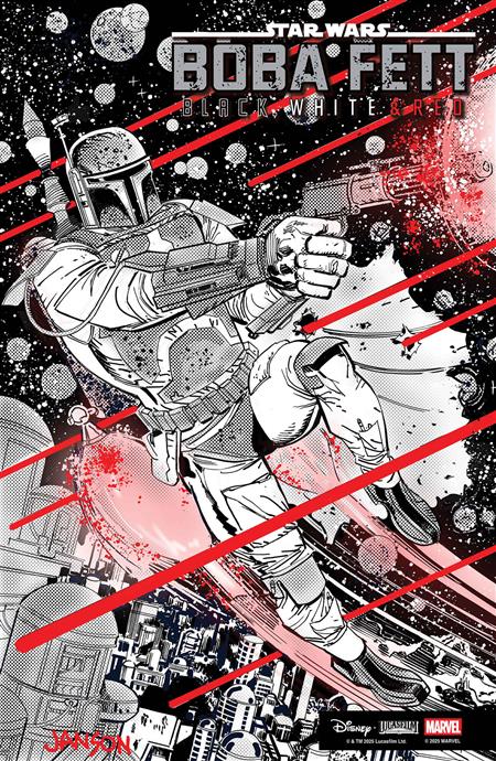 STAR WARS BOBA FETT BLACK WHITE & RED #4 1:25 DAVE WACHTER VARIANT