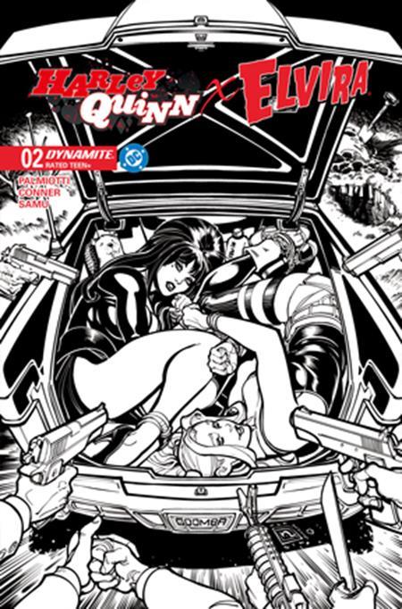 HARLEY QUINN X ELVIRA #2 CVR M INC 1:10 CHAD HARDIN LINE ART VAR