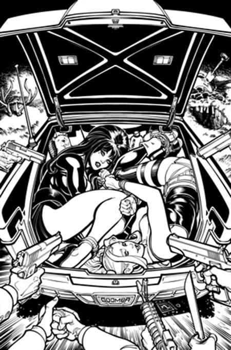 HARLEY QUINN X ELVIRA #2 CVR O INC 1:15 CHAD HARDIN LINE ART VIRGIN VAR